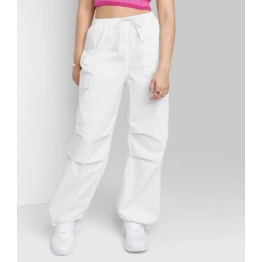 NWT Wild Fable Cargo Parachute Pants White Utility Gorpcore, Size Medium